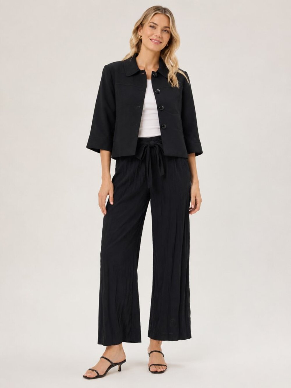 TAHARI Arthur S. Levine Cropped Peacoat Black 16W #A4326